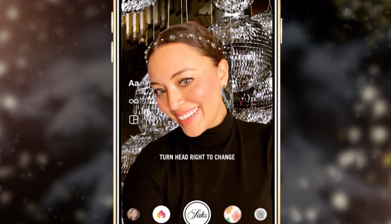 One of the AR filters coming to Instagram users who visit Saks’ page during the holiday season. (Yahoo).
